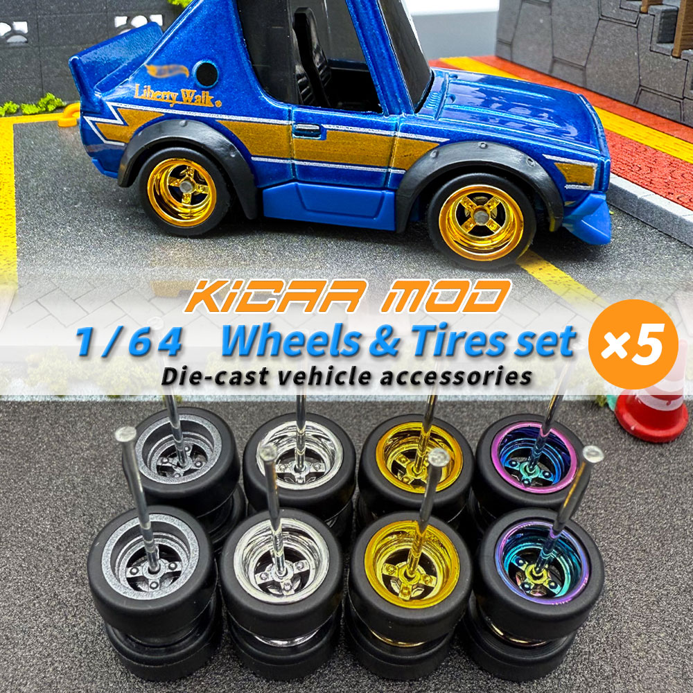 Model Kit Cars - Ruote Staccabili in Gomma 1/64 per