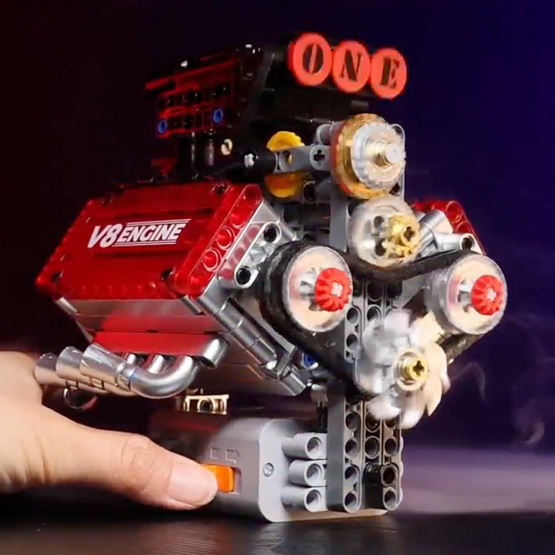 Model Kit Engine V8 - Modello di Motore V8 in Mattoncini,