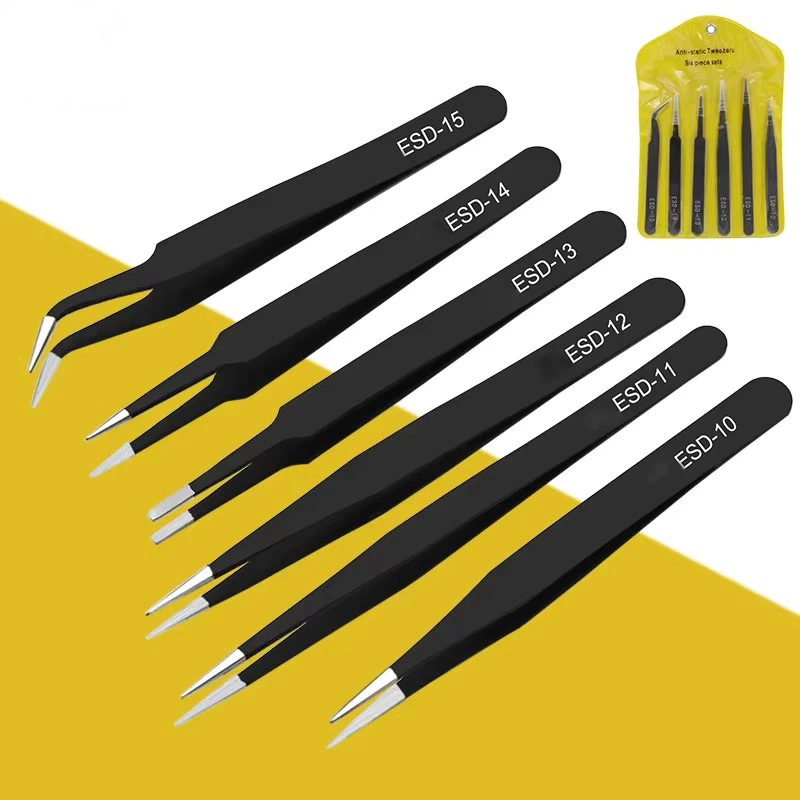 Model Kit Tweezers - Set di 6 pinzette antistatiche in